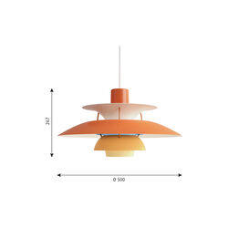PH 5 pendel, nyanser av oransje, Louis Poulsen