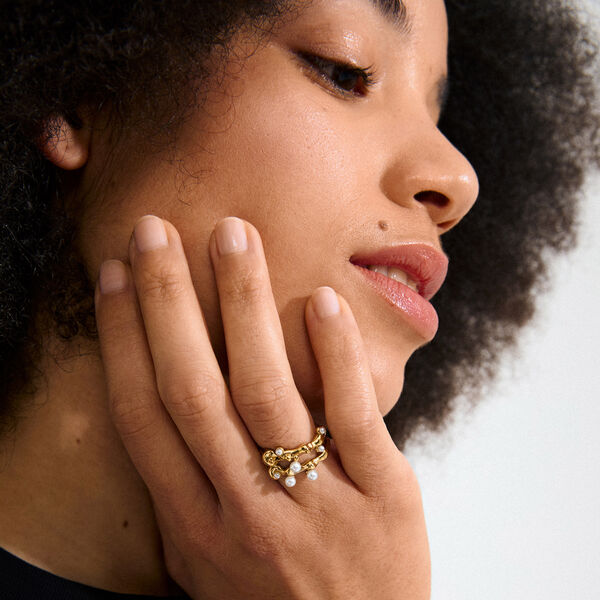 HADLEY ringer 2-i-ett-sett, gullbelagt, Pilgrim