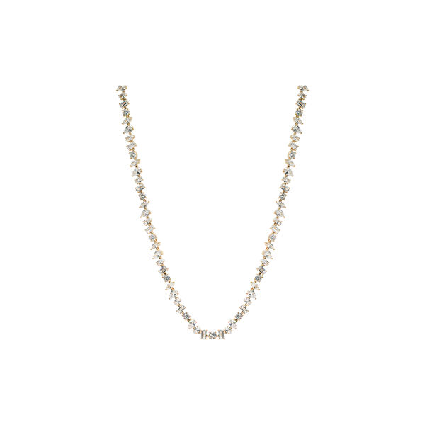 Irregular Tennis Necklace, gold, Crystal Haze