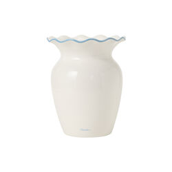 Stoneware Wavy Vase, white/blue, Lexington