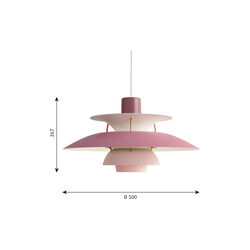 PH 5 pendel, nyanser av rosa, Louis Poulsen