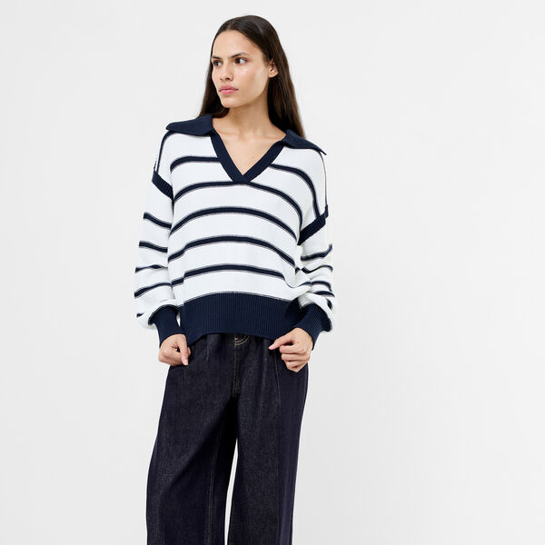 LILY MOZART POLO JUMPER, navy winter white, French Connection