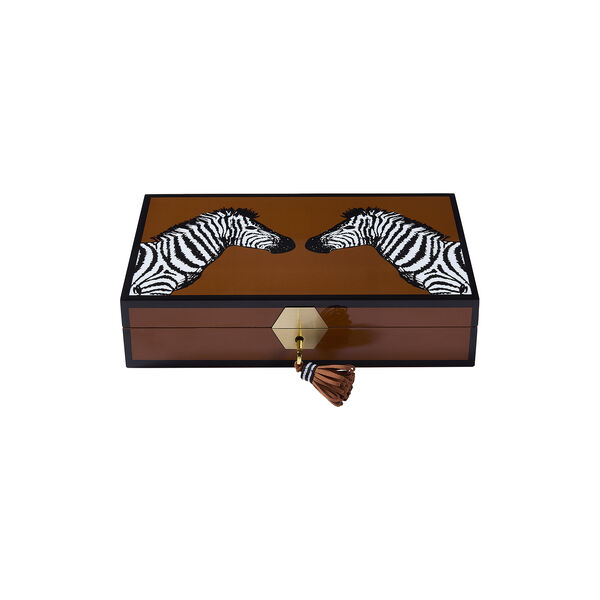 Zebra Lacquer Smykkeskrin, brun, Jonathan Adler