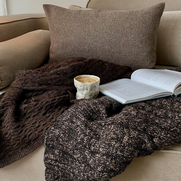 Cable pledd, brown/black, ELVANG