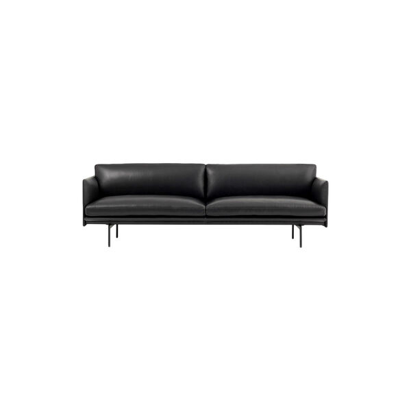 Outline 3-pers. sofa, svart/svart, Muuto