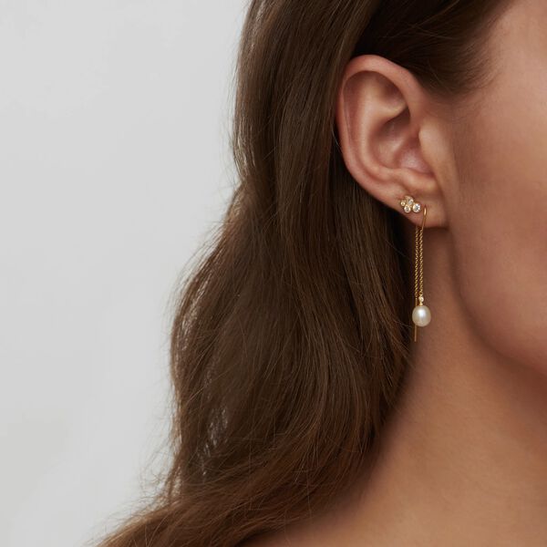 Tasha Chain &Oslash;reringer, gold/white pearl, Julie Sandlau