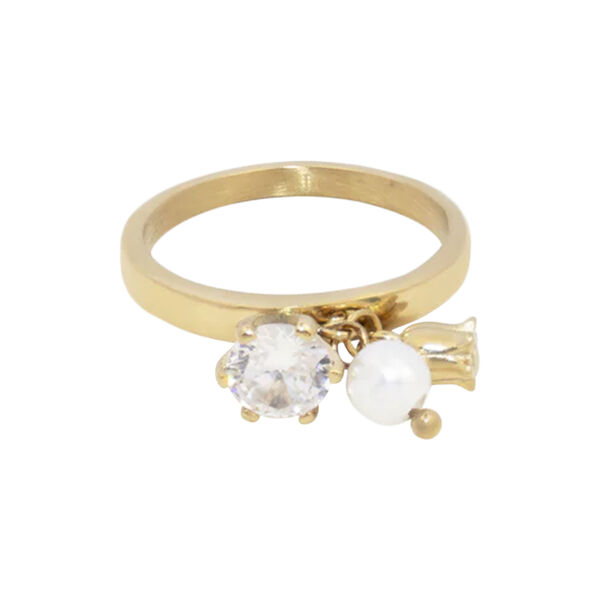 Single Crystal Ring m/lily anheng, gold, DARK department