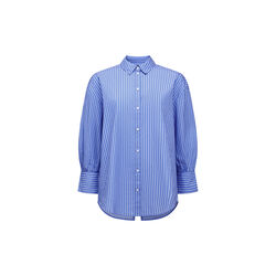 CAMBRIA COTTON STRIPED BOW SHIRT, azure blue/linen white, French Connection