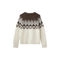 ALLEGRASW V-NECK KNIT SWEATER, 9144 off white - brown, Sofie Schnoor