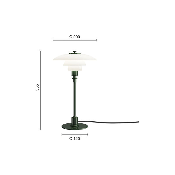 PH 2/1 Bordlampe, glossy deep green, Louis Poulsen