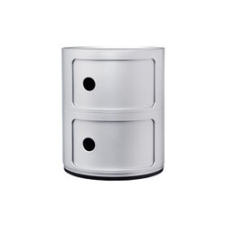 Componibili 2 elementi oppbevaringsbord, silver, Kartell