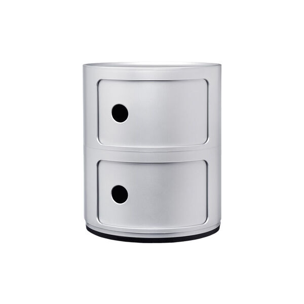 Componibili 2 elementi oppbevaringsbord, silver, Kartell