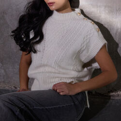 Alino knit vest, ecru, PBO