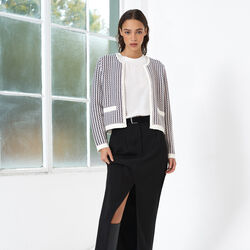 NOAR TEXTURED KNIT CARDIGAN, White, French Connection