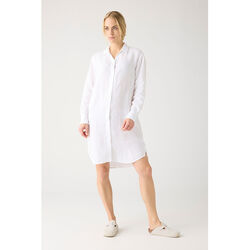 Classic linen dress - GOTS/Vegan, bright white, KnowledgeCotton Apparel 