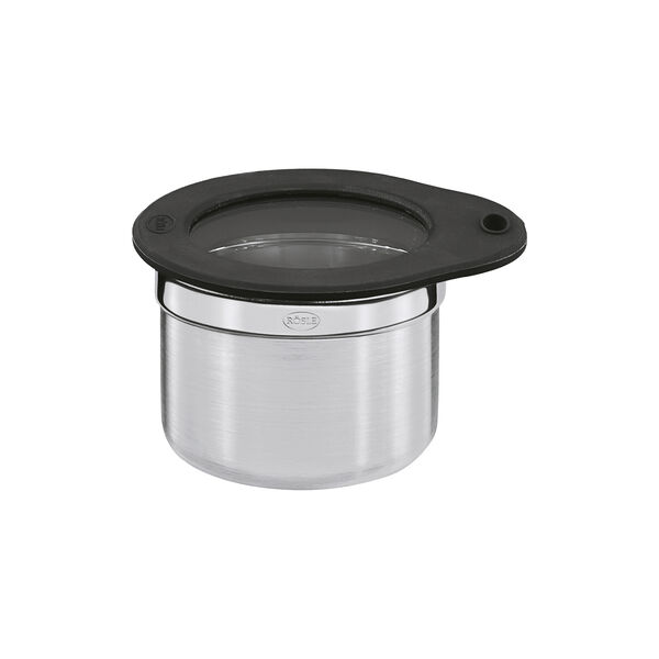 Oppbevaringsboks med lokk, stål/sort, Rösle