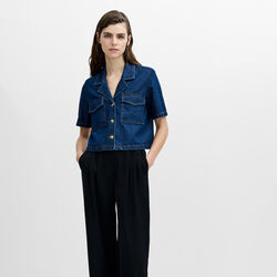 ARCHIE DENIM BUTTON THROUGH SHIRT, authentic indigo, French Connection