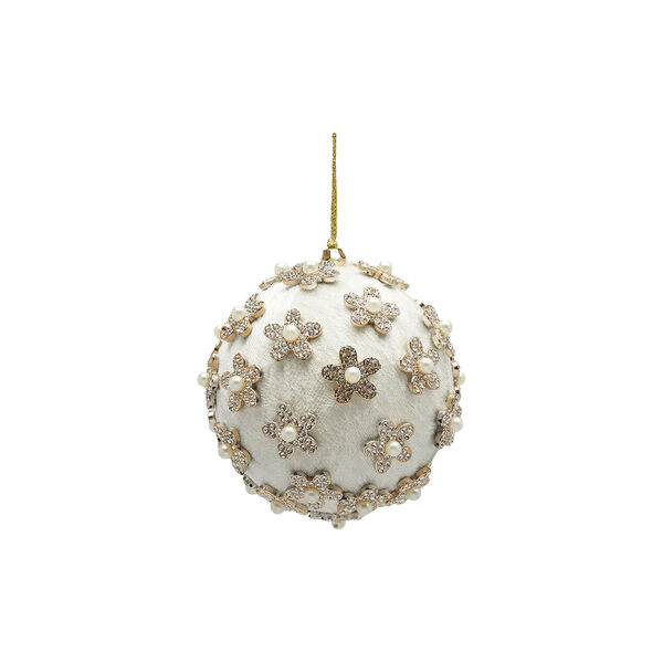 Julekule blomster, white silver, Enzo de Gasperi