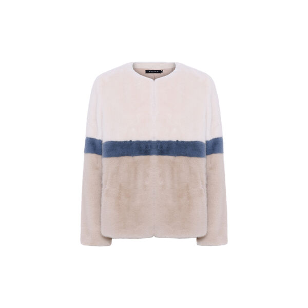 Jakke pelsfrakk, offwhite/blå, Micha