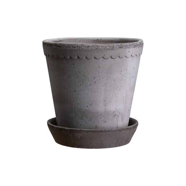 Helena RAW potte med underfat, grey, Bergs Potter