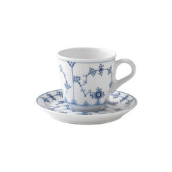 Musselmalet Riflet espressokopp med underkop 9 cl, Royal Copenhagen