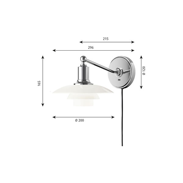 PH 2/1 vegglampe, hvit, Louis Poulsen
