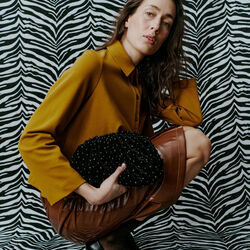 Day Pearly Velvet Clutch, black, DAY ET