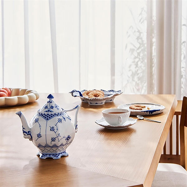 Hvit Riflet Helblonde Kopp med sk&aring;l, Royal Copenhagen