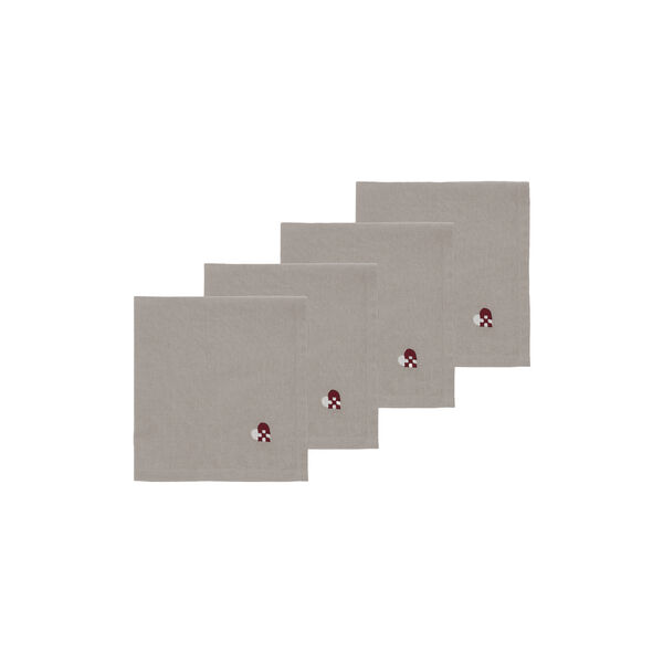 Christmas Hearts Embroidery Tøyservietter, dark red, Södahl