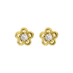 Lupine - Flower with Crystal Stud &oslash;reringer, gull, timi of Sweden