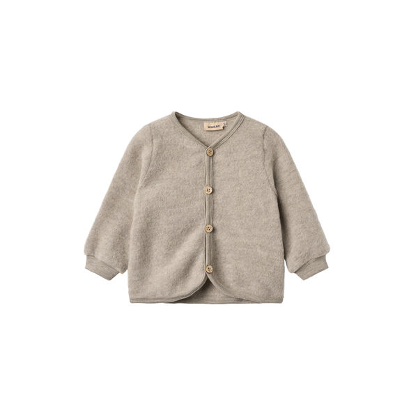 Wool Fleece Cardigan Kari, khaki melange, Wheat