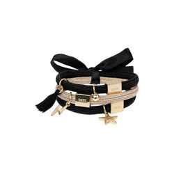 Hårbånd 3 pk Charm Combo, all blacks w/gold, DARK department