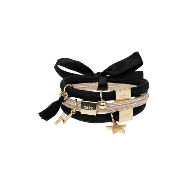 Hårbånd 3 pk Charm Combo, all blacks w/gold, DARK department