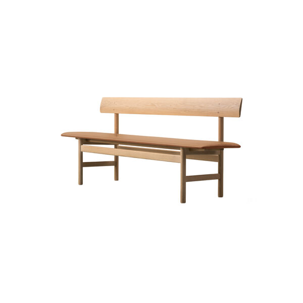 3171 The Mogensen Bench benk, s&aring;pebehandlet eik/omni cognac 307, Fredericia Furniture