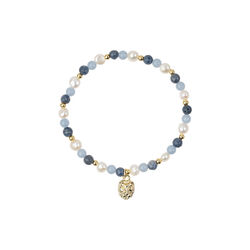 Stone/Pearl Bead armb&aring;nd 4 mm m/Charm, blue mix, DARK department