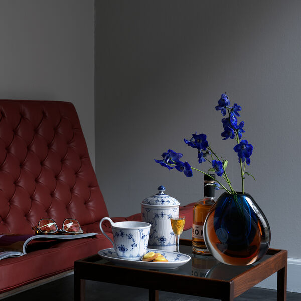 Musselmalt Riflet krukke med lokk, Royal Copenhagen