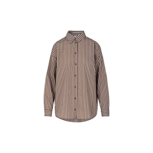 Boxy classic shirt in stripes, brown/blue stripes Boxy classic shirt in stripes, brown/blue stripes, Coster Copenhagen