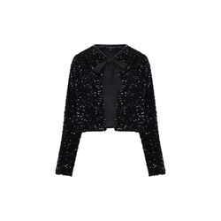 MONET SEQUIN TIE CARDIGAN, blackout, French Connection
