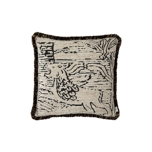 GM lion fringe pute 50x50, beige/brown, Kitty Sablu