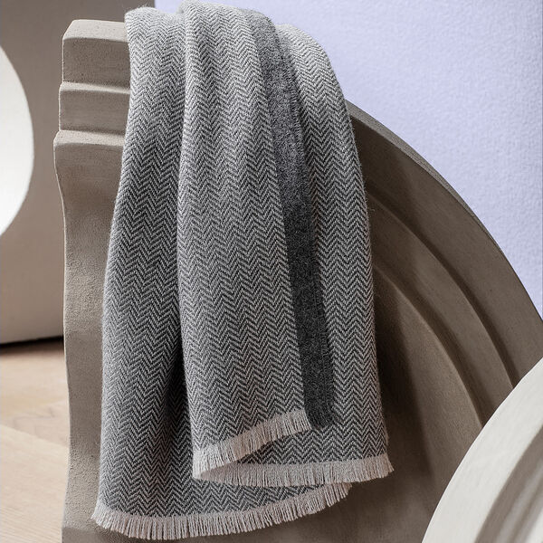 Herringbone pledd, light grey/dark grey, ELVANG