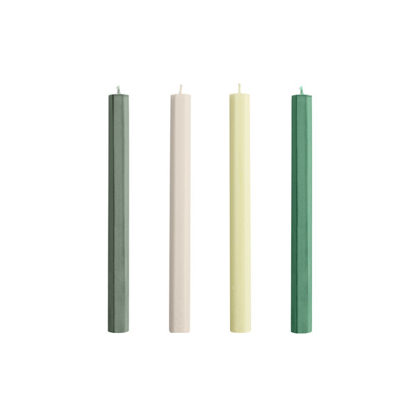 Hexagon stearinlys, greens/whites, HAY