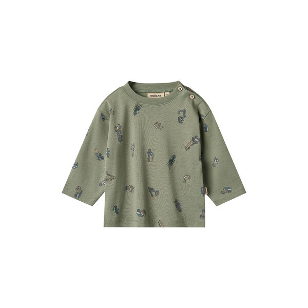T-shirt L/S Malthe, 9552 dusty green cars T-shirt L/S Malthe, 9552 dusty green cars, Wheat