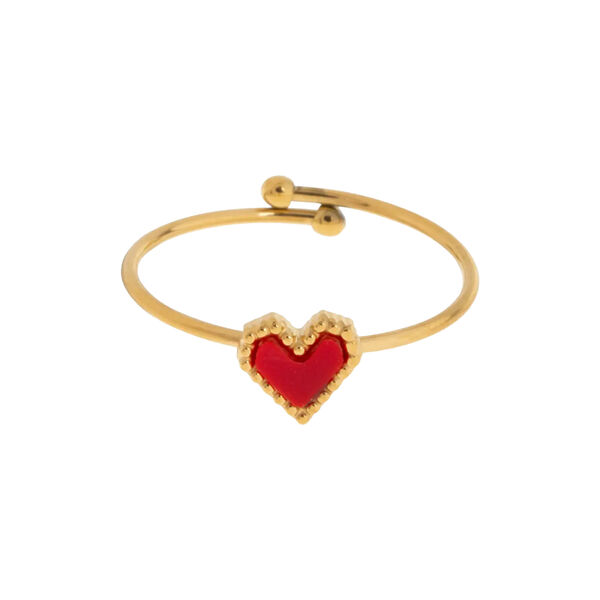 Sarah - Red Heart ring, gull, timi of Sweden