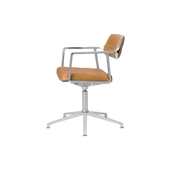 VIPP453 Swivel+ Chair with Gliders, camel/polished aluminium VIPP453 Swivel+ Chair with Gliders, camel/polished aluminium, Vipp