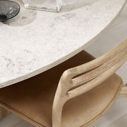 Vipp494 Cabin bord, rundt, lys eik/beige marmor, Vipp