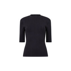 REGINA JERSEY SHOULDER PAD TEE, black/white, French Connection