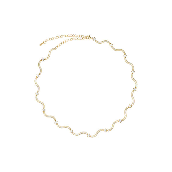 Swirl Tennis Necklace, gold, Crystal Haze
