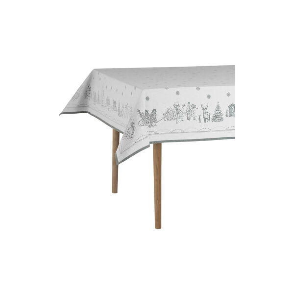 Julemorgen Story | Damask duk | 140x300 | Hvit/gr&oslash;nn, Wik & Wals&oslash;e