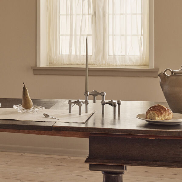 STOFF Nagel lysestake, b&oslash;rstet krom, STOFF Nagel