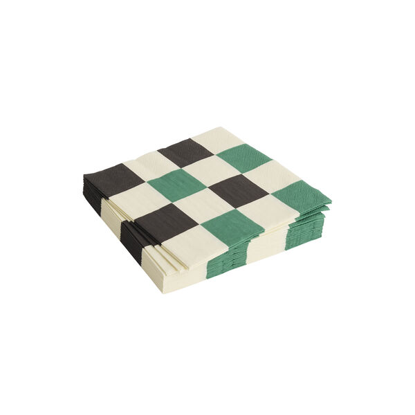 Pattern servietter lunch, off-white/green/black m check Pattern servietter lunch, off-white/green/black m check, HAY